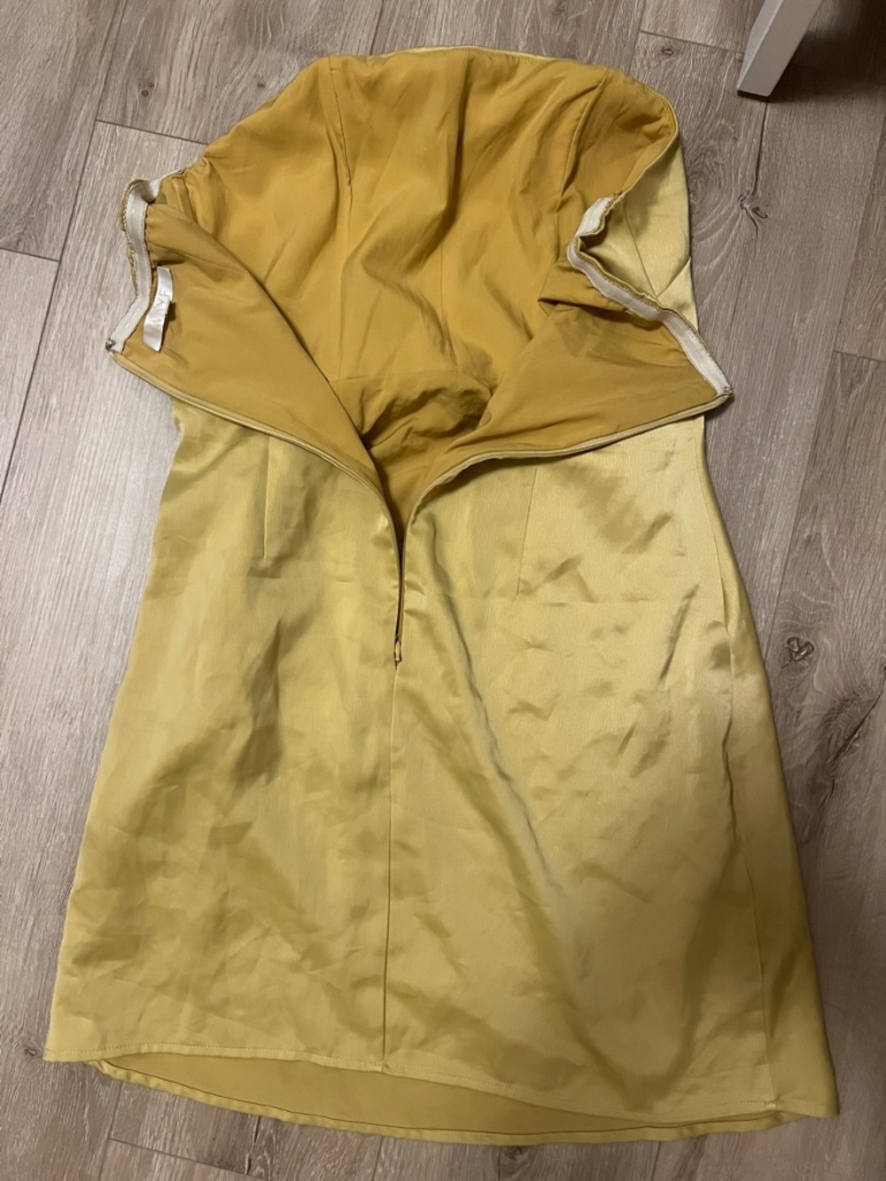 Wayf Strapless Satin Mini Dress in Lemon - Picture 5 of 6